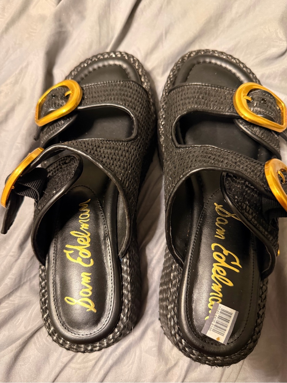 Sam Edelman Black Slide Sandals with gold  Buckles